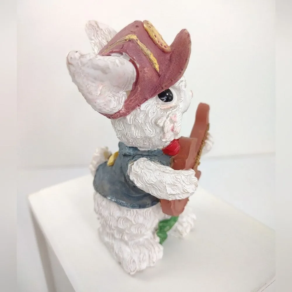 Bunny Figurine Playing Guitar Resin Rabbit